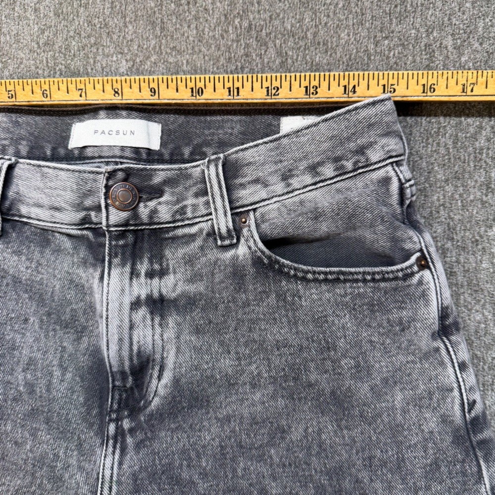 PacSun Baggy Fit Acid Wash Black Denim Jeans Mens 29x30 Wide Leg 90s Style - Picture 6 of 9